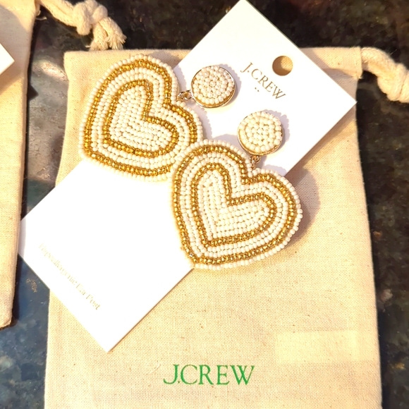 NWT💌 J. Crew 💕HEART STMNT💛🤍❤️GLASS SEED BEAD post earrings😻COLOUR CHOICES! - Picture 3 of 4
